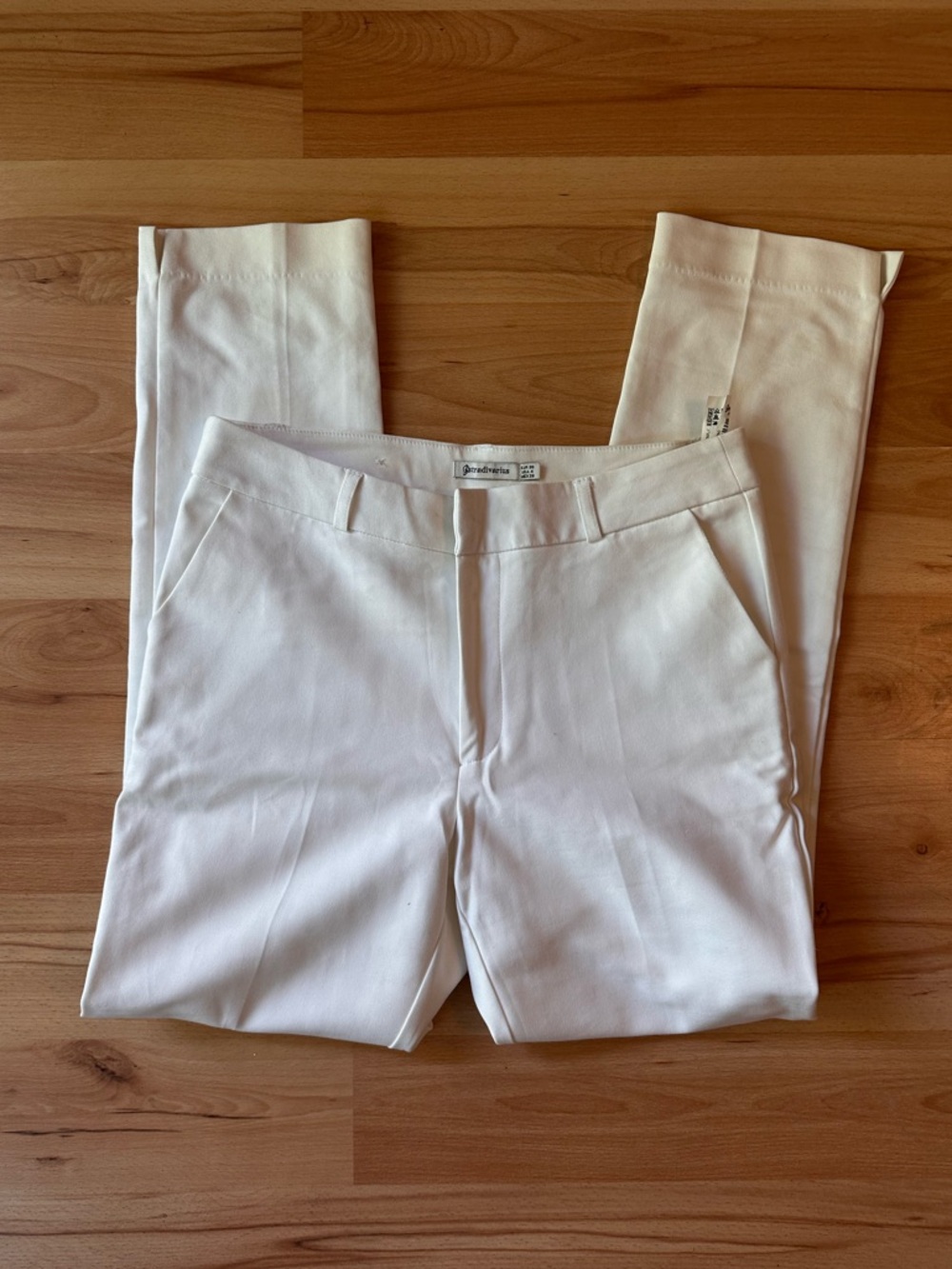 Stradivarius White High-Waist Dress Pants